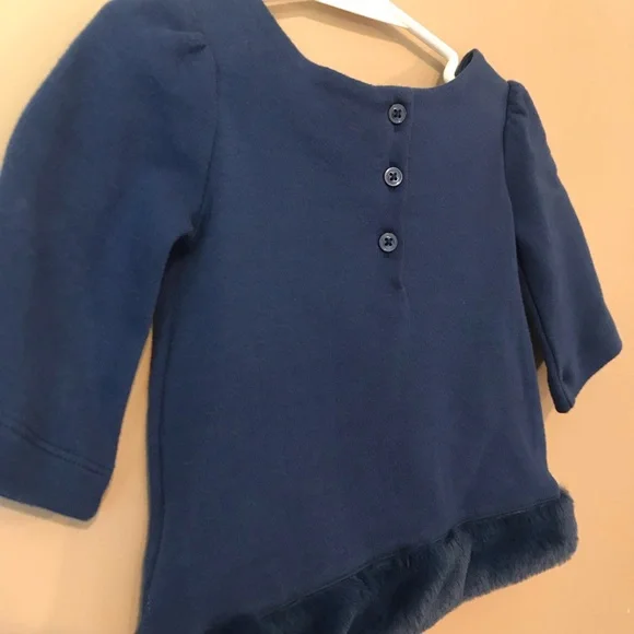 ⭐️SALE!⭐️New Janie and Jack Top 12-18M or size 3 or 5. Blue, Faux fur at bottom - Picture 4 of 5